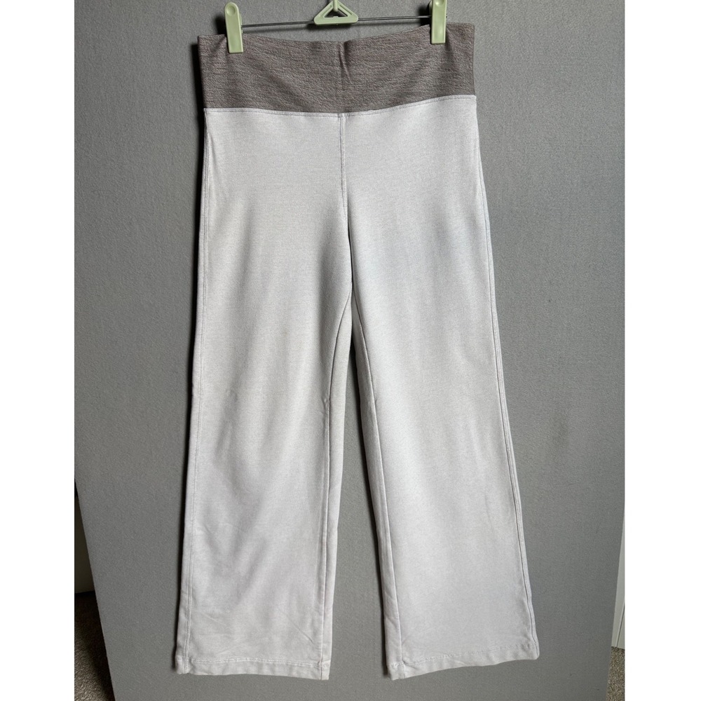 be present Yoga Pants Women L Gray Wide Leg Organic Cotton Foldover Waistband